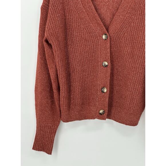 Market & Spruce Rust Button Front Cardigan Sweater Women’s Large Soft Knit - Picture 7 of 16
